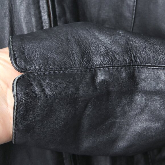 Vintage Edarly Calf Skin Leather Jacket Black Zipper Fitted Lined Coat Mexico - Picture 14 of 16